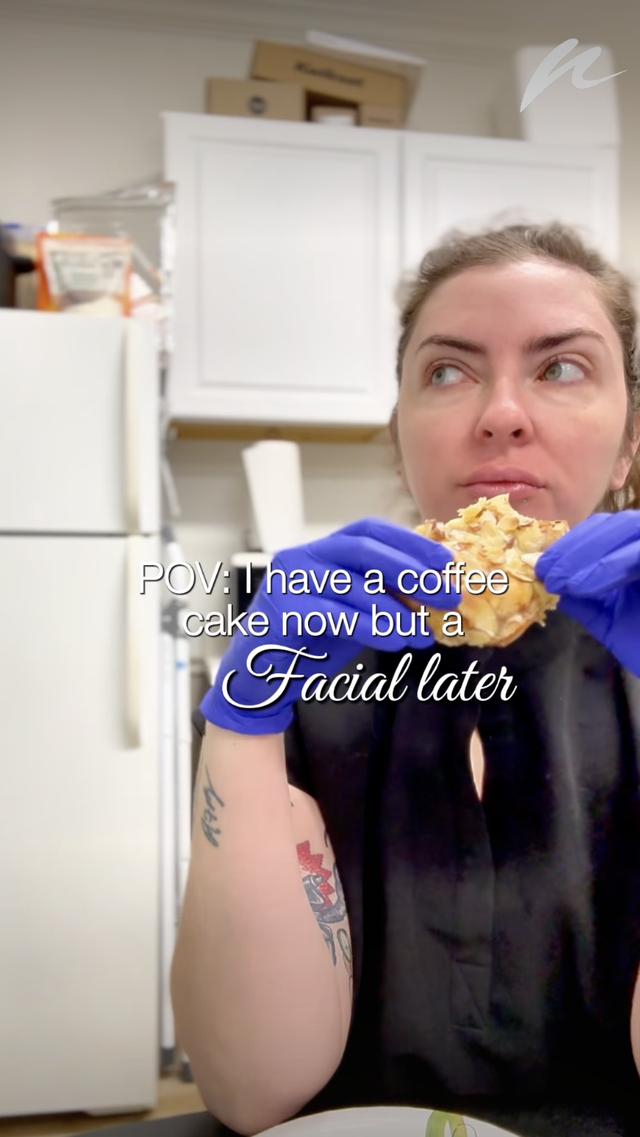 Coffee cake now, facial later — Instagram reel